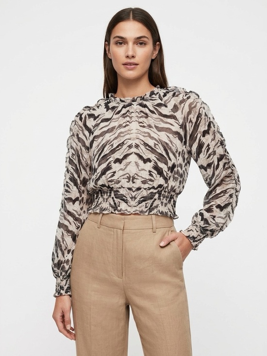 All Saints Tops - AllSaints Thallo Oniyuri Ecru Crop Ruffle Blouse Size 2